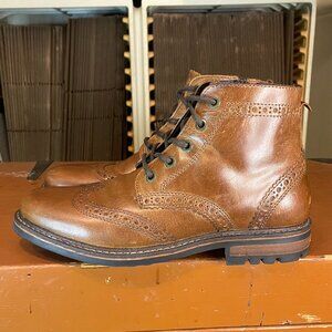 CREVO Speak Easier Men's Size 9.5 Brown Leather Oxford Side Zip Ankle Boots